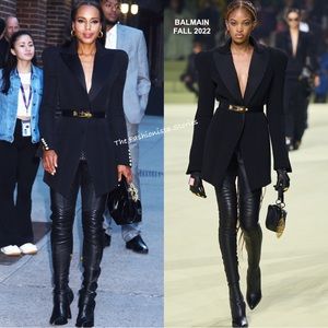 BALMAIN 37 NIB Moneta leather thigh-high boots $3596 biker